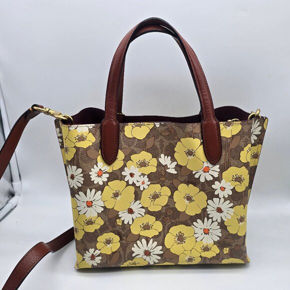 Coach Willow Tote 24 in Signature Canvas with Floral Print C9721 Tan Rust Multi - Picture 2 of 8